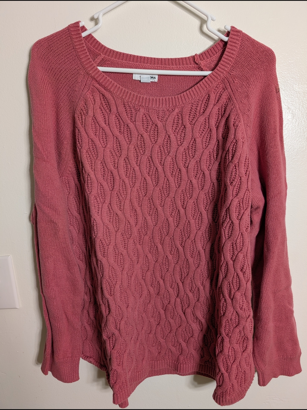 Sonoma Cable Knit Scoop Neck Sweater - Rose